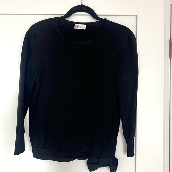 RED Valentino Sweaters - RED Valentino Wool Cotton Crew Neck Sweater Bow Detail